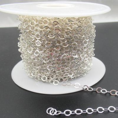 China Non-fading 3.6MM Wholesale Sterling Silver Necklace Chain Link O form chains for jewelry making 925 Sterling silver chain bun for sale