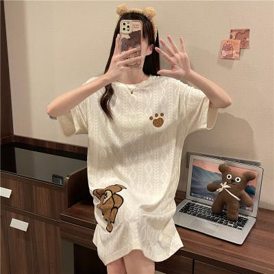 China 2022 Summer New Women's Cartoon Home Wear QUICK DRY Nightgown Long Robe Women's Short Sleeve Pajamas for sale