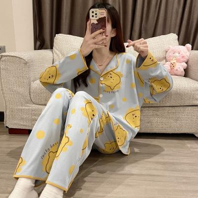 China Spring 2022 new pajamas breathable milk home wear nightgown designs small V-neck cardigan tiger silk cute student suit for sale