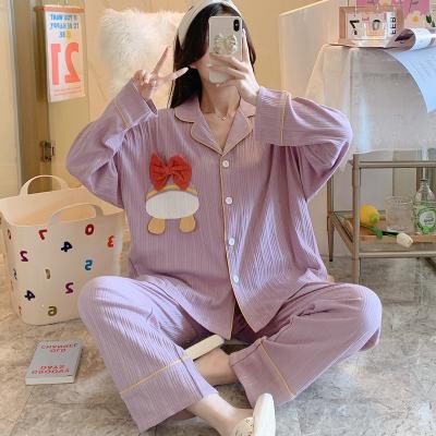 China Breathable home clothes summer long sleeve pants leisure hired lovely girl cotton leisure can wear pajamas korean for sale