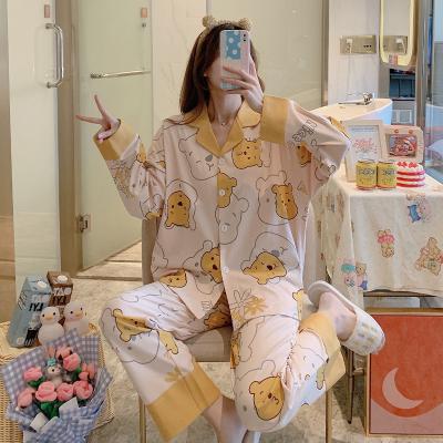 China Home Wear Two Lovely Lapel Spring And Autumn Cartoon Loose Sleeves Loose Cardigan Leisure Comfortable Home Wear Pajamas Pajamas Korean for sale