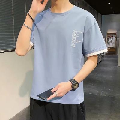 China 2022 new Anti-wrinkle short sleeve around single collar 100% polyester men's T-shirt printing trend for sale