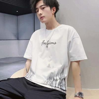 China 2022 Summer New Men's Summer Anti-wrinkle Trend Letter Printing Reflective Short Casual Soft T-shirt Men's T-shirt for sale