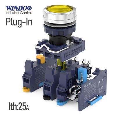 China WINDOO 22mm IP65 Push Spring Lug Connector Quick Return Latching LED Light Metal Momentary Push Button Switch WDN22SA2-P for sale