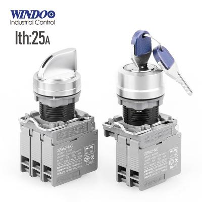 China WINDOO 22mm Master Switch Selector Knob Switch XB2 1NO 2NO Self-lock On Off Button Switch WDN22SA2-P for sale