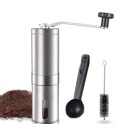 China Portable Hand Crank Coffee Grinder Stainless Steel Car Stainless Steel Gear Grinding Coffee Grinder with Spoon Brush for sale