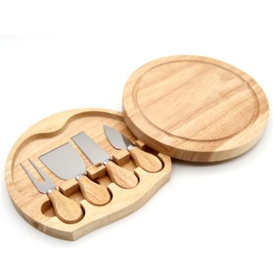 China Hot Sale High Quality Custom Disposable Round Folder Bamboo Cheese Board Set With Knife Wholesale for sale