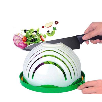 China New Stocked Kitchen Tools Easy Cutter Fruit Vegetable Cleaver Salad Maker Cutter Bowl With Lid for sale