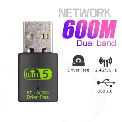 China Desktop Free Driver 600Mbps USB Wifi Receiver Dongle RTL8821CU Wifi Adapter 2 in one wifi and BT Combo Adapter for sale