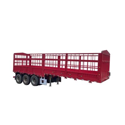 China Truck Trailer Vehicle Master Three Axles Side Wall Trailer Stake Barrier Cargo Semi Truck Straight Beam Barrier Cargo Semi Trailer for sale