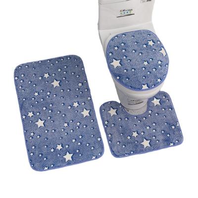 China Sustainable Super soft bathroom microfibre bath mats 3 piece rugs set toilet floor anti-slip bath mat a set for toilet mats for sale