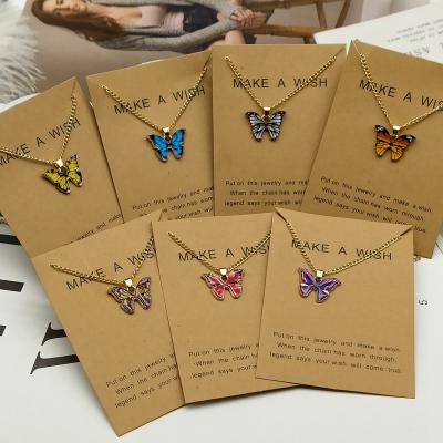 China Gold Colorful Butterfly Jewelry Gifts Choker Necklace Cuban Butterfly Necklace Women Lead Free Acrylic Pendant Collares for sale