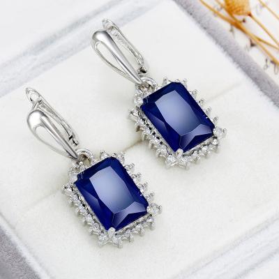 China Romantic Korean Earings Fashion Jewelry Mother's Day Gift 2020 Blue Zircon Dangle Clip On Earrings For Women for sale