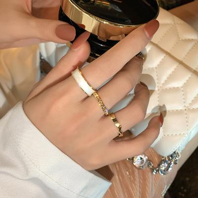 China Exquisite Appearance 2021 Finger Ring Fashion Simple White Female Ring Jewelry For Women open Ring Set Anillos Cuban Chain of 3 pieces for sale