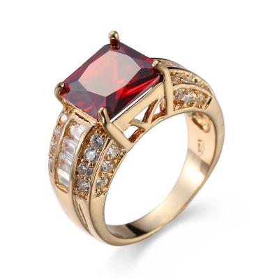 China Wholesale Nickel Free CZ Cubic Zirconia Pave Set Ring Square White Crystal Sapphire Diamond Ring Ruby Ring for sale