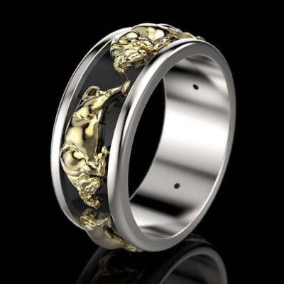 China Zinc Alloy Material Knight Statement Bull Animal Ring Fans Collection Souvenirs Memorial Rider Exquisite Appearance Customized Personalized Ring for sale