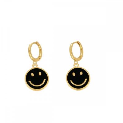 China Cute Round Cute Smiley Face Earrings Fun Design Adorable Face Earrings Gold Plated Statement Ear Piercing Emotion Face Punk Earring for sale