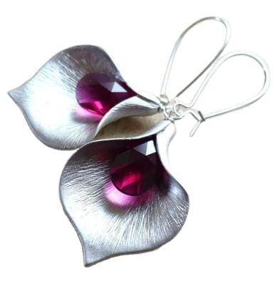 China Creative Orchid Bud Earrings Hot Fashion CLASSIC 925 Petal Leaf Silver Plated Earrings for sale