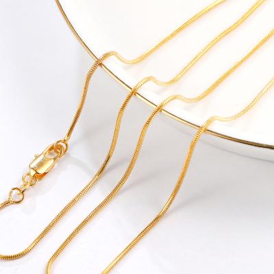 China Fashion 18K Gold Plating Environmental Friendly Necklace For Women Men Male Hip Hop Jewelry Multiple Sizes Square Snake Chain Copper Necklace for sale