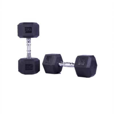 China 10kg 40kg 10lb Free Weight Gym Core Equipment Hex Free Rubber Coated Dumbbell Fitness Adjustable Power Weight for sale