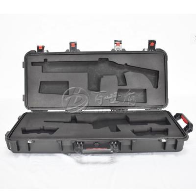 China Customized Double Large Rifle Dustproof Shockproof Waterproof Carry Case With Portable Black IP67 Gun Handle And Wheels for sale