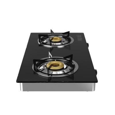 China New Double Burner Hotel Weekly Gas Stove Porcelain Gas Stove 7mm Thickness Temper Glass Wholesale Gas Cooker for sale