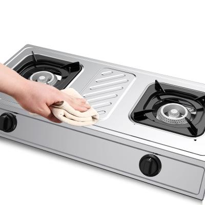 China Hotel best-selling Two-hole lpg gas stove stainless steel gas stove major kitchen appliances for home use for sale