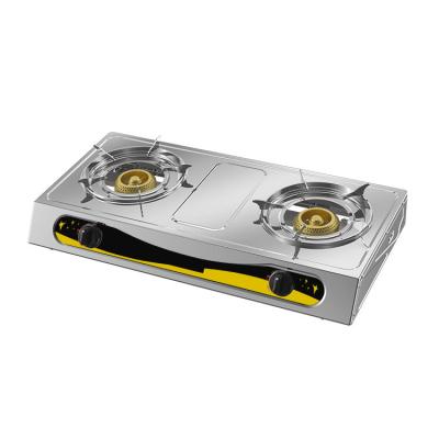 China Hotel Manufacturer Porcelain Gas Stove 2 Burners Kitchen Stainless Steel Professional Gas Stove for sale