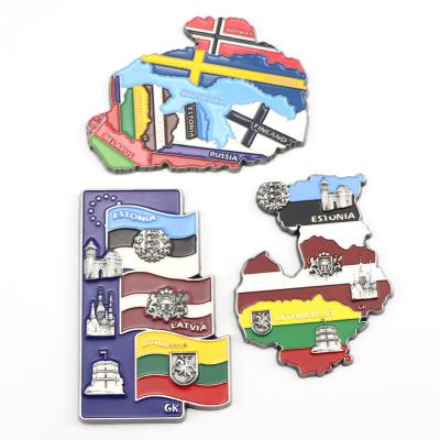 China Shape Custom Design Souvenir Fridge Magnets Cities 3D Metal Zinc Alloy Colorful Fridge Magnet for sale