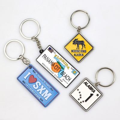 China Zinc Alloy Factory Making Supply 3D Luxury Zinc Alloy Metal Custom Souvenir Gray Card Plate Matel Keychain Key Chain for sale