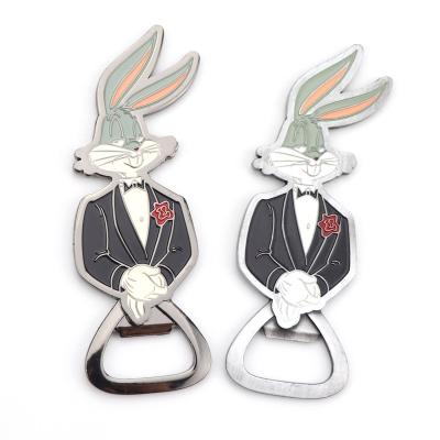 China Hot Cute Viable Promotional Style Souvenir Rabbit Metal 3d Bottle Opener Shape Customized Fridge Magnets for sale