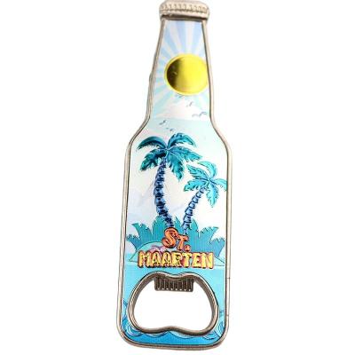 China St Maarten New Style St Maarten Bottle Shape Beach Viable City Tourist Souvenir Custom Foil Bottle Opener Fridge Magnets for sale