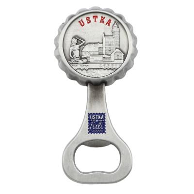 China Custom Viable Ustka Funny Souvenir Magnetic Vintage Customized 3d Metal Beer Bottle Opener Fridge Magnet for sale