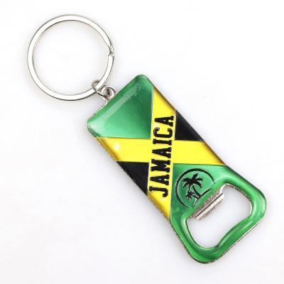 China Home Decoration Custom Design Different Key Chain Jamaica Shape Metal Bottle Opener Beach Souvenir Key Chain for sale