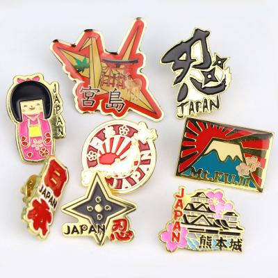 China America Wholesale Japan Souvenirs Enamel Cute Security Custom Gold Metal Logo Button Brooch Lapel Pins Pins Badge for sale