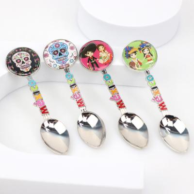 China Viable Wholesale Custom Design Logo Wedding Gift Blank Metal Souvenir Spoon Mexico Tourist Souvenir for sale