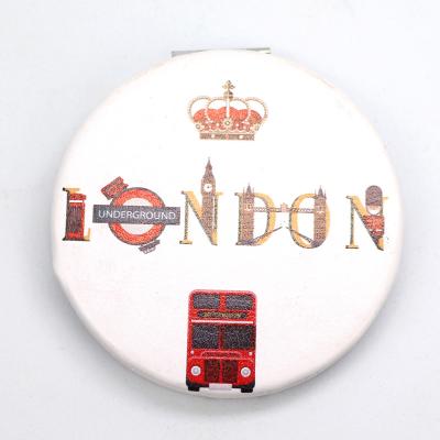 China Wholesale Customized Round Double Sided Mini London Souvenir Makeup Cosmetic Pocket Foldable Mirror for sale