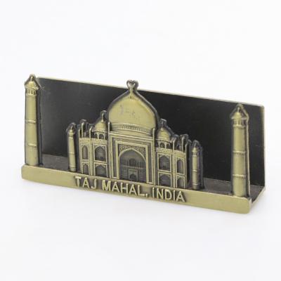 China Vintage Custom Design India Taj Mahal Souvenir Gold Metal Zinc Alloy Name Business Card Holder for sale