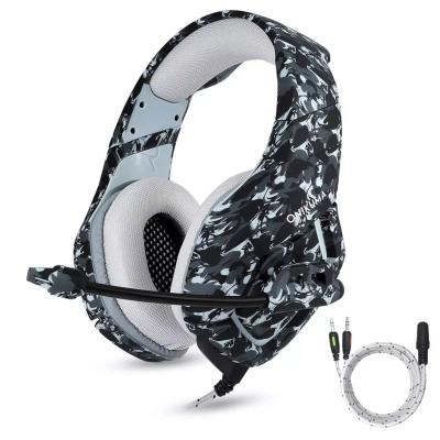 China Greyish Color PS With Microphone OEM Gaming Headsets , Earphone Bestselling K1-B eSports Army Camouflage Onikuma Wired Gaming Earphone for sale