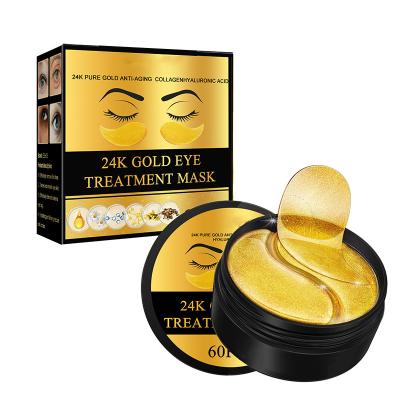 China Anti-Wrinkle Removal Custom Eye Bag Brighten Gel 24k Eye Patches Private Label 24k Gold Anti-Aging Collagen Crystal Under Eye Gel for sale