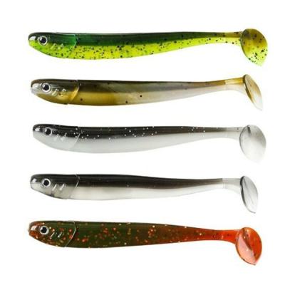 China PVC Germany Market Hotsale 4.5g Soft Double-color T-tail Fish Swimbait Fishing Lure With Eyes for sale