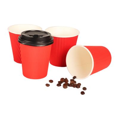 China Ripple Disposable Corrugated Biodegradable Wallpaper Cup For Hot Coffee Coffee Mugs Wholesale Mug for sale