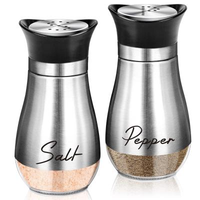 China Sustainable Salt and Pepper Shakers Set,4 oz Glass Bottom Salt Pepper Shaker with Stainless Steel Lid for Kitchen Gadgets Cooking Table, RV, for sale