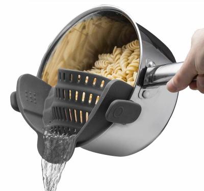 China Sustainable Strain Pot Strainer & Pasta Strainer - Adjustable Silicone Clip On Strainer (Gray ) for sale