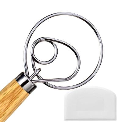 China Home Kitchen Cooking Danish Dough  Whisk, Dutch Style Bread Whisk For Dough Cooking Kitchen with Stainless Steel Danish Whisk Bread Mixer 13