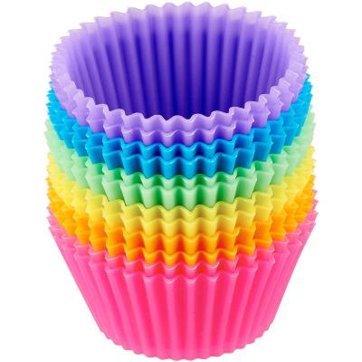 China Stocked Basics Reusable Silicone Round Baking Cups, Muffin Liners, Pack of 12, Multicolor for sale