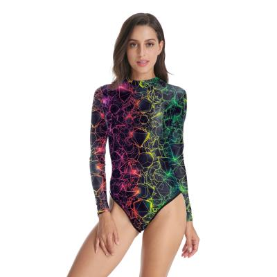 China 2021 New Arrival Breathable Swimsuit Women Long Sleeve Swimwear Custom Design B120-006 for sale