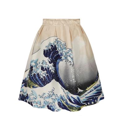 China Wholesale Lady Skirt Tutu Maternity Skirt Custom Design Waves Print N19-8 for sale