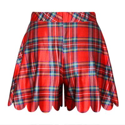 China Anti-wrinkle Cheap Price High Waist Shorts For Women Red Plaids Custom Designs Pants N14-26 for sale