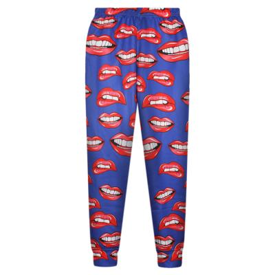 China Hot Selling Anti-pilling Plus Size Women Sweatpants 3D Printing Red Lips Pants N18-13 for sale